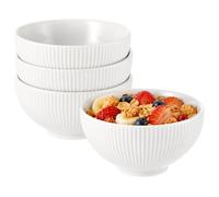 Skdqiee 4 Pcs Cereal Bowls Set of 4, Ceramic Bowls with Unique Moiré Pattern & Delicate Glazeze for Rice Salad Dessert Ice Cream Soup, Microwave & Dishwasher Safe Kitchen Accessories