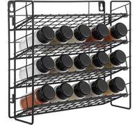 Skdqiee 4-Tier Metal Spice Rack, Wall Mounted Seasoning Storage Rack, Foldable Seasoning Bottle Holder for Kitchen, Countertop, 11.4 x 3.7 x 9.8 Inch