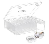 Skdqiee 62 PCS Bead Organizer Boxes Kit, Small Bead Organizers Storage Cases, 60 Mini Clear Bead Boxes and 2 Large Cases with Hinged Lid for Bracelet Making DIY Jewelry Craft
