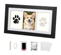 Skdqiee Dog and Cat Paw Print Kit, Ink Paw Print Frame Kit, Includes Pet Memorial Picture Frame, Ink Pad, Clay, and White Cards, Pawprint Family Keepsake Set