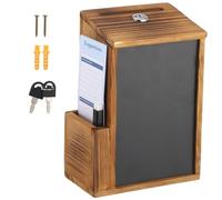 Skdqiee Lockable Wooden Suggestion Box, Wall-Mounted Ballot & Donation Box with Removable Chalkboard and Card Slot, Multipurpose Container for Office, Church Fundraising, Voting & Opinion Collection