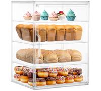 Skdqiee Pastry Display Case, 4-Layer Clear Bread Box with Adsorbent Door, Large Adjustable Bread Storage, Bakery Storage Container for Kitchen Countertop, Pastry Display Box