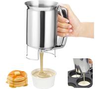 Skdqiee Stainless Steel Pancake Batter Dispenser, 900 ml / 32 oz Batter Separator with Squeeze Handle, Kitchen Baking Tool for Cupcakes, Crepes, Waffles, Takoyaki