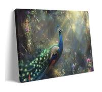 SKDTJUXW Charming Peacock with Forest Floral Canvas Art Poster Poster Decorative Canvas Poster Wall Art Decor Living Modern Family Bedroom Decoration Poster 16x24inch(40x60cm) Frame-style