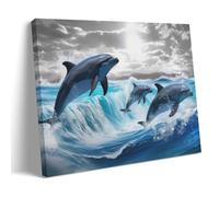 SKDTJUXW Dolphins Jump Out of The Sea Canvas Wall Art Music Canvas Posters for Bedroom Wall Art Decor Posters & Prints 20x30inch(50x75cm) Frame-style