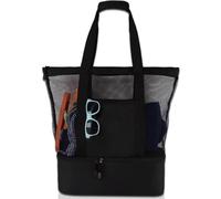 Skdvy Large Mesh Beach Bag,Eco-Friendly Beach Bag Heat Preservation Picnic Beach Bag Women Mesh Transparent Double-layer Swim Storage High Capacity Shopping Waterproof Bags Tote(Black)
