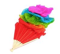Skdvy Silk Fans,Belly Dance Fans Colorful Belly Dance Long Silk Fans Veils Hand Made Silk Fan(Colorful)