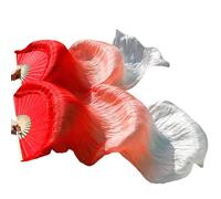 Skdvy Silk Fans,Belly Dance Fans Women Silk Belly Dance Fan Dance Silk Veils 1 pcs Red+Orange+Yellow(A)