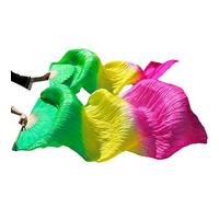 Skdvy Silk Fans,Belly Dance Fans Women Silk Belly Dance Fan Dance Silk Veils 1 pcs Red+Orange+Yellow(Sky blue)