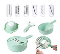 Skeadex 12-in-1 Vegetable Cutter, Multifunctional Vegetable Cutter with Container, Vegetable Chopper, Vegetable Slicer, Fruit Cutter, Manual Cucumber Slicer, Potato Cutter (Green)