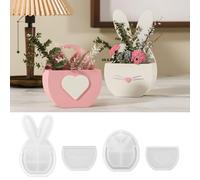 Skeadex Easter Silicone Moulds, Casting Moulds, Pack of 4 Silicone Moulds, Easter Bunny Silicone Mould, Flower Basket, Casting Moulds, Silicone Easter Casting Mould, Spring Plaster for Casting, Money