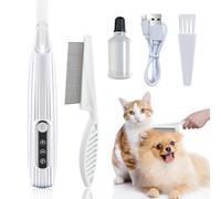 Skeadex Pet Hair Trimmer with LED Light, Quiet Dog Clipper with Flea Comb, Paw Trim Pro dr Paws Dog Paw Trimmer, for Thick Long Curly Pet Hair (White)