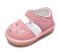 Skeblo Toddler Girls Squeaky Shoes Flower Punch Baby Mary Jane Flats Sandals (Removable Squeakers), Pink (01 Pink), 11.0 cm