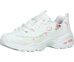 Skechers 149794 D’Lites Blooming Fields Ladies White Multi Leather & Textile Lace Up Trainers, 5.5 UK