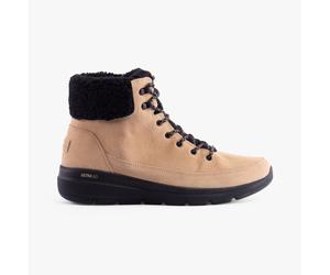 Skechers 16677/NTBK GLACIAL ULTRA - WOODLANDS Womens Boots Natural/Black - Beige Suede - Size UK 4