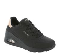 Skechers Women's Uno Wedge - HI Steps Sneaker in Black, Size 3.5 | Synthetic/Textile
