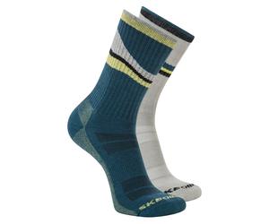 Skechers 2 Pack Men's Crew Trail Socks in Teal, Size Large