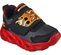 Skechers 400104N BKRD Sneaker, Black Synthetic/Mesh/Red & Orange Trim, 4 UK