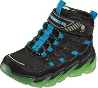 Skechers 400131L BBLM Ankle Boot, Black Synthetic & Textile/Blue & Lime Trim, 2 UK
