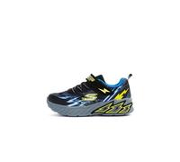 SKECHERS 400150N BKBL TRAINERS, BLACK TEXTILE/SYNTHETIC/BLUE & YELLOW TRIM, TODDLER 6 UK