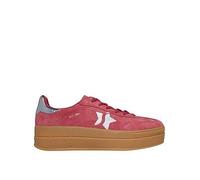 Skechers Women's Academy Hi Elevated Essence Sneaker, Red Leather/Blue Trim, 3 UK
