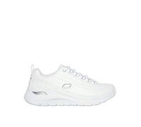 Skechers Women's Arch Fit 2.0 Star Bound Sneaker, White Leather/Silver Trim, 4 UK