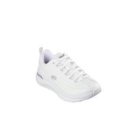 Skechers Women's Arch Fit 2.0 Star Bound Sneaker, White Leather/Silver Trim, 8 UK