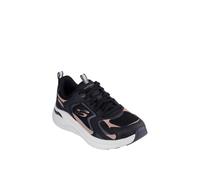 Skechers Women's Arch Fit 2.0 Vintage Luxe Sneaker, Black Leather/Mesh/Rosegold Trim, 8 UK
