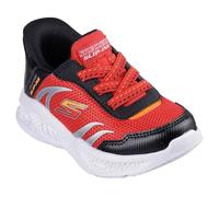 Skechers Baby Boy's Meteor-Lights Brisk-Beams Sneaker, Red Synthetic/Textile/Black & Orange Trim, 4 UK