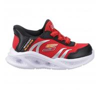Skechers Baby Boy's Meteor-Lights Brisk-Beams Sneaker, Red Synthetic/Textile/Black & Orange Trim, 6 UK