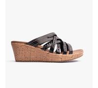 Skechers Beverlee Slide BLK Black Womens Wedge Sandals 119578 in a Plain Man-made in Size 6