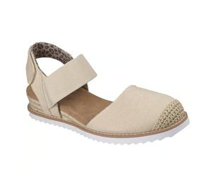 Skechers BOBS Desert Kiss Resort Roamer 38 EU Women's Sandals Closed Toe with Memory Foam, Vegan Summer Shoes with Heel Strap, Canvas Upper, Washable, Natural
