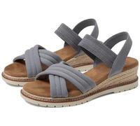 SKECHERS Womens Bobs Desert Kiss Sweet Crossing Wedge Sandals Grey 6