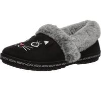 Womens Skechers Slippers Cat Dog Memory Foam Black Brown Faux Fur 33355/113482