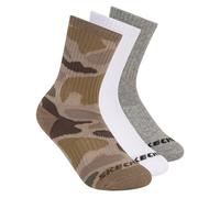 Skechers Boy's 3 Pack Boys' Crew Camo Socks in Camouflage, Size Medium