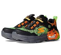 Skechers Boys 400615l Bkor Sneaker, Black Synthetic Orange Green Textile Tr, 1 UK