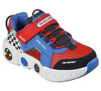 Skechers 402260L BLMT Sneaker, Blue Synthetic/Red Textile/Multi Trim, 1.5 UK