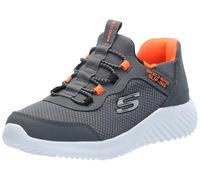 Skechers Boy's Bounder Brisk-Burst Sneaker, Charcoal Black Synthetic/Textile/Black Tr, 1 UK Child