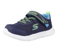 Skechers Comfy Flex Mini Trainer Sneaker, Navy Textile & Synthetic/Blue & Lime Trim, 6 UK Child