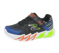 Skechers Boy's Flex-Glow Bolt Sneakers, Black Synthetic / Textile / Blue, Lime, & Ora, 12 UK Child
