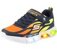 Skechers Boys Flex-glow Dezlom Sneaker, Navy Synthetic Textile Orange Yellow Trim, 12.5 UK