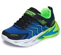 Skechers Boy's Flex-Glow Ultra Trainers, Black & Blue Synthetic Textile Lime Trim, 11.5 UK Child