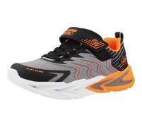 Skechers Boy's Flex-Glow Ultra Trainers, Black & Charcoal Synthetic Textile Red Tr, 3 UK Child