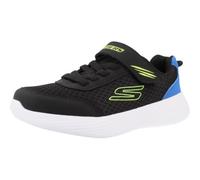 Skechers Boy's Go Run 400 V2 Quanta-Stride Trainers, Black Synthetic Textile Blue & Lime Trim, 1 UK Child