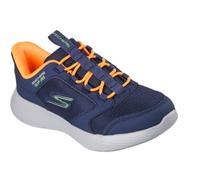 Skechers Go Run 400 V2 Turbo-Brisk Sneaker, Navy Synthetic/Textile/Orange & Lime Trim, 13 UK Child
