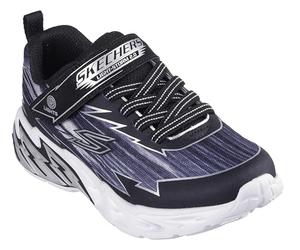 Skechers Boy's Light Storm 2.0 Bolt-Brights Sneaker, Black & Gray Synthetic/Textile/Silver Tri, 1 UK