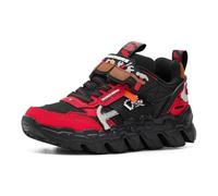 Skechers Boy's MEGA-Flex LITE TUFF TOOLZ Trainers, Red Synthetic/Black Textile/Silver Trim, 2 UK