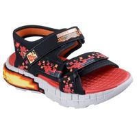 Skechers Boy's Mega-Splash 4K Sandals, Black Synthetic/Red & Orange Trim, 11 UK