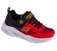 Skechers Boy's Meteor-Lights Krendox Sneaker, Red & Black Textile/Synthetic/Yellow Trim, 13.5 UK