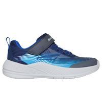 Skechers Boy's Microspec Advance Sneaker in Navy Blue/Blue, Size 1.5 | Textile/Synthetic, Machine Washable